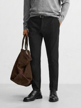 ZARA Black Melange Slim Stretch Trousers – Size 34 NWT